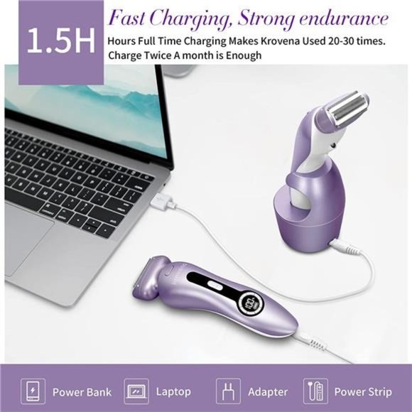 Electric Shaver for Women Best Electric Razor for Womens Bikini Legs Underarm - Picture 4 of 6